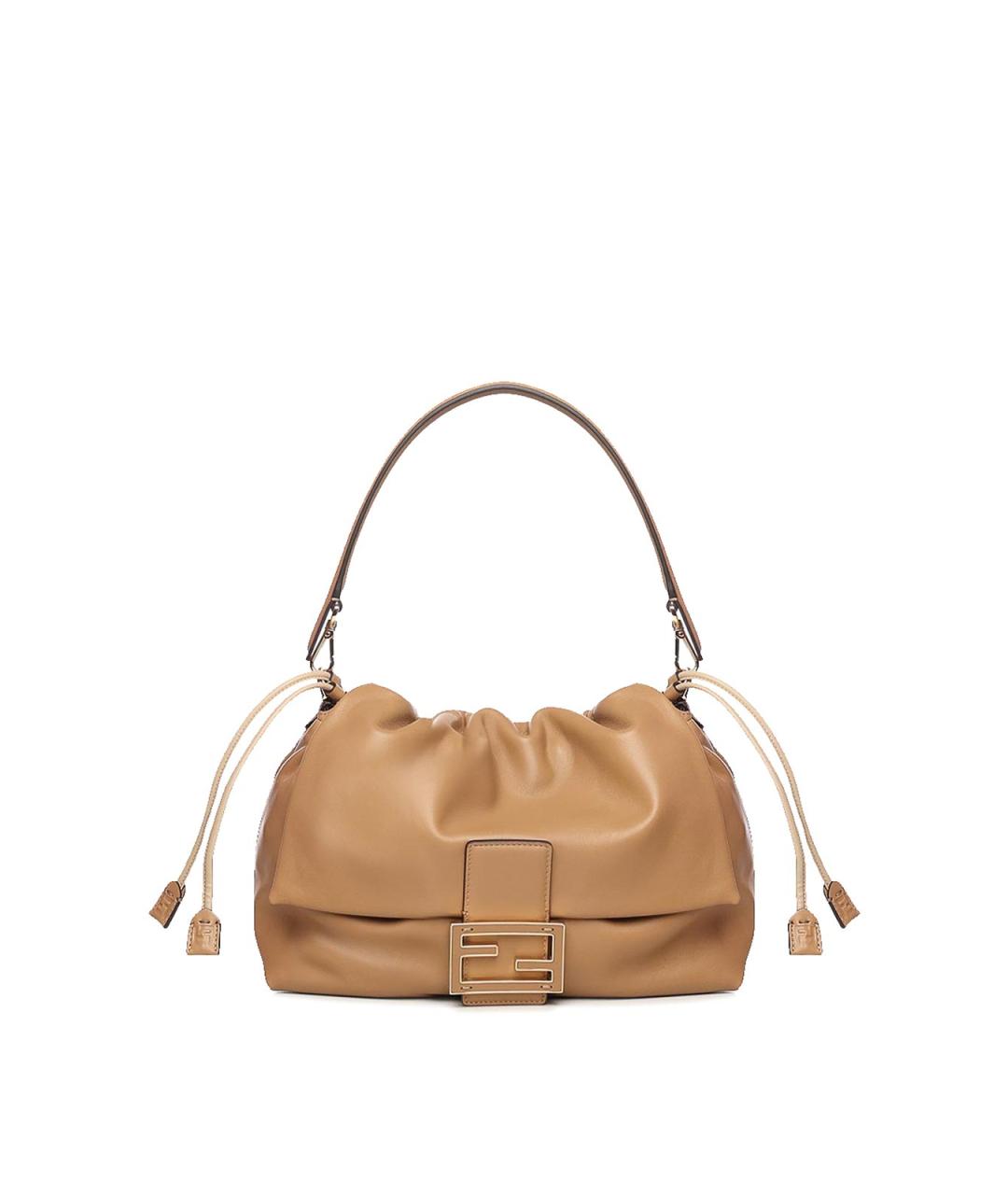 FENDI Коричневая кожаная сумка через плечо, фото 1