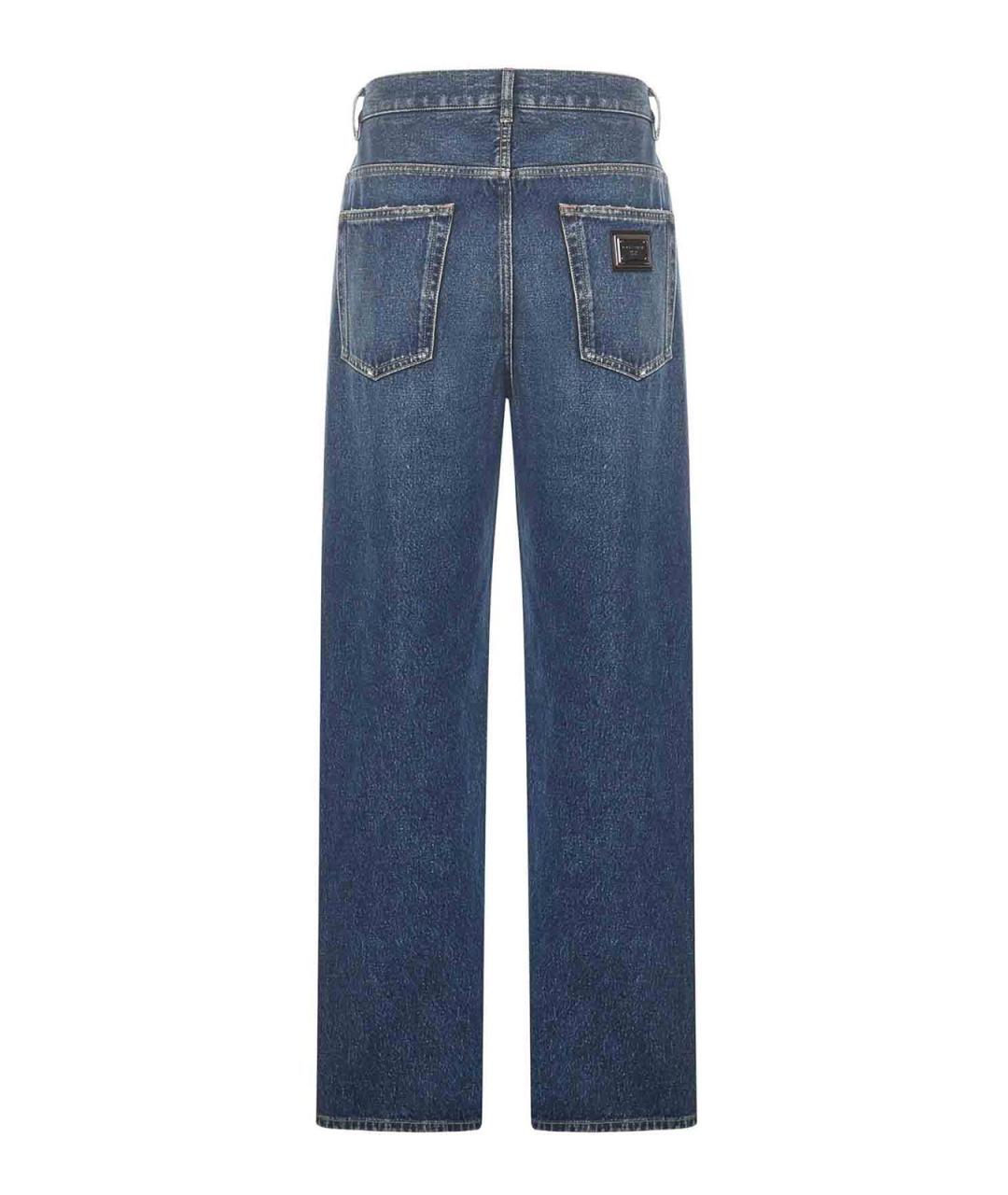 DOLCE&GABBANA Синие хлопковые прямые джинсы, фото 3