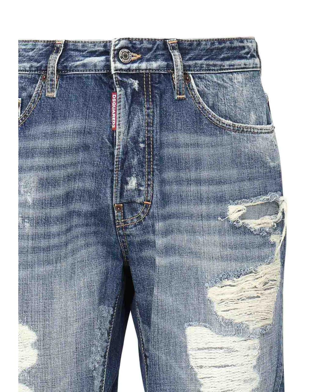 DSQUARED2 Синие хлопковые прямые джинсы, фото 2