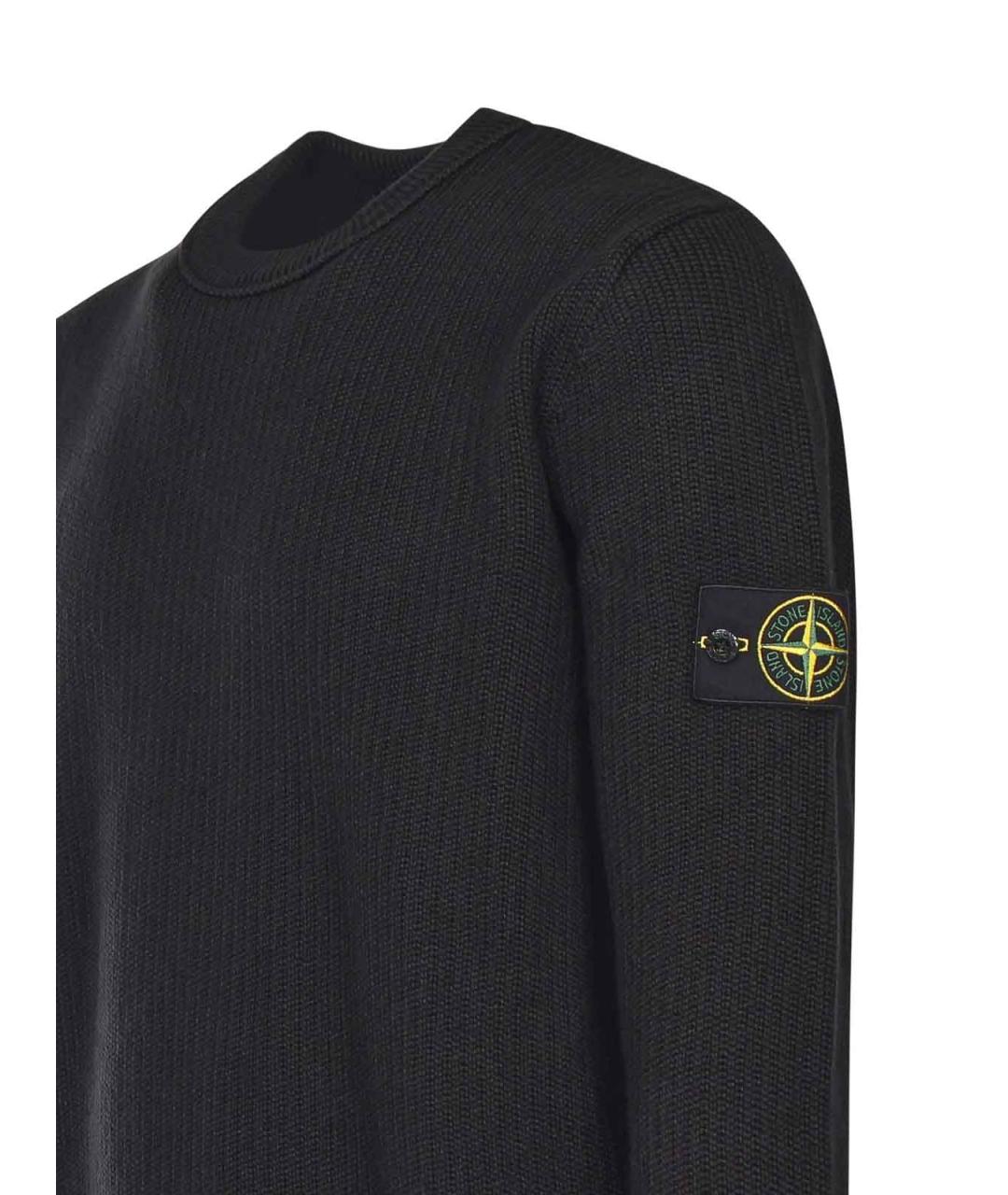 STONE ISLAND Черный хлопковый джемпер / свитер, фото 2
