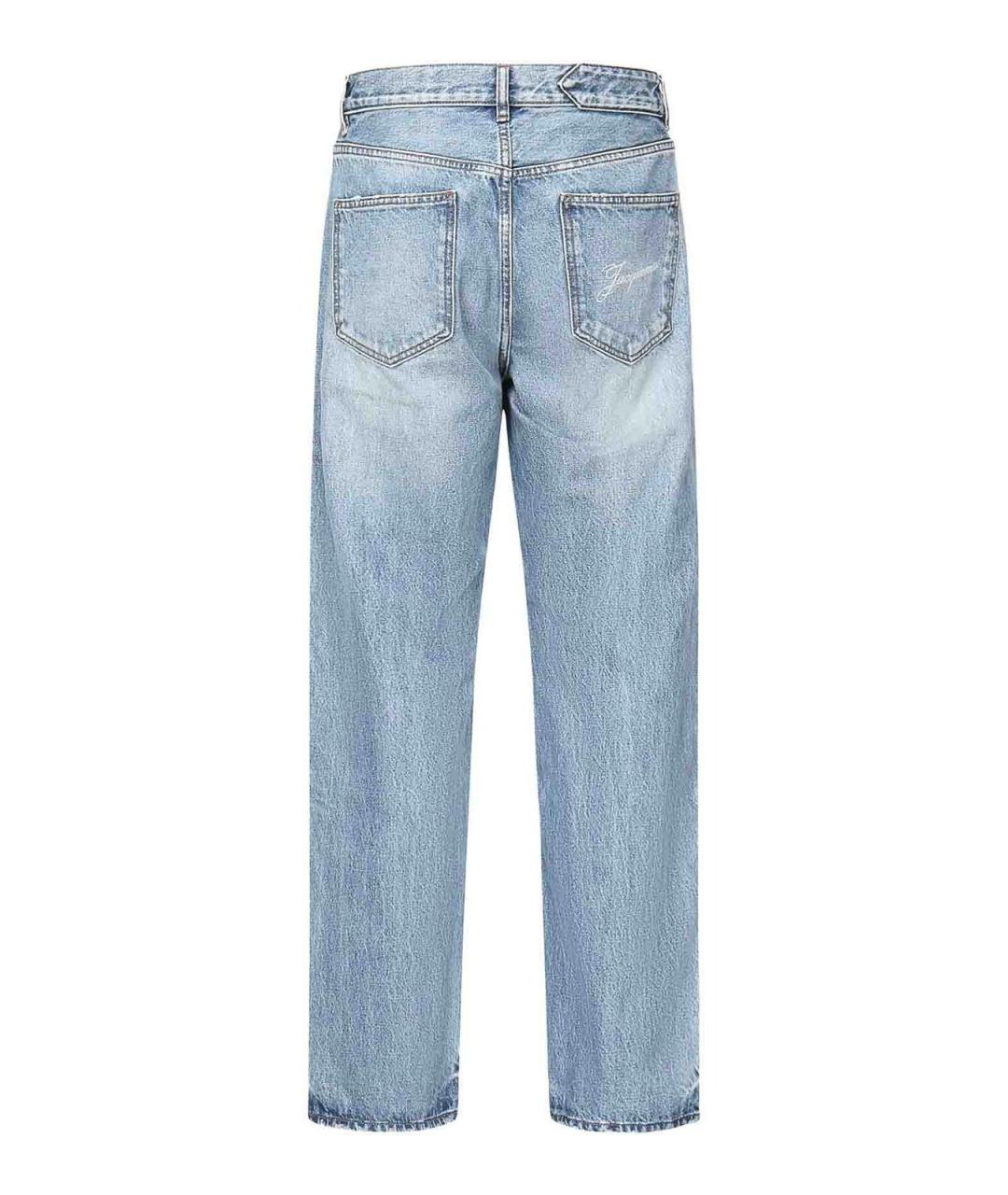 JACQUEMUS Голубые хлопковые прямые джинсы, фото 3