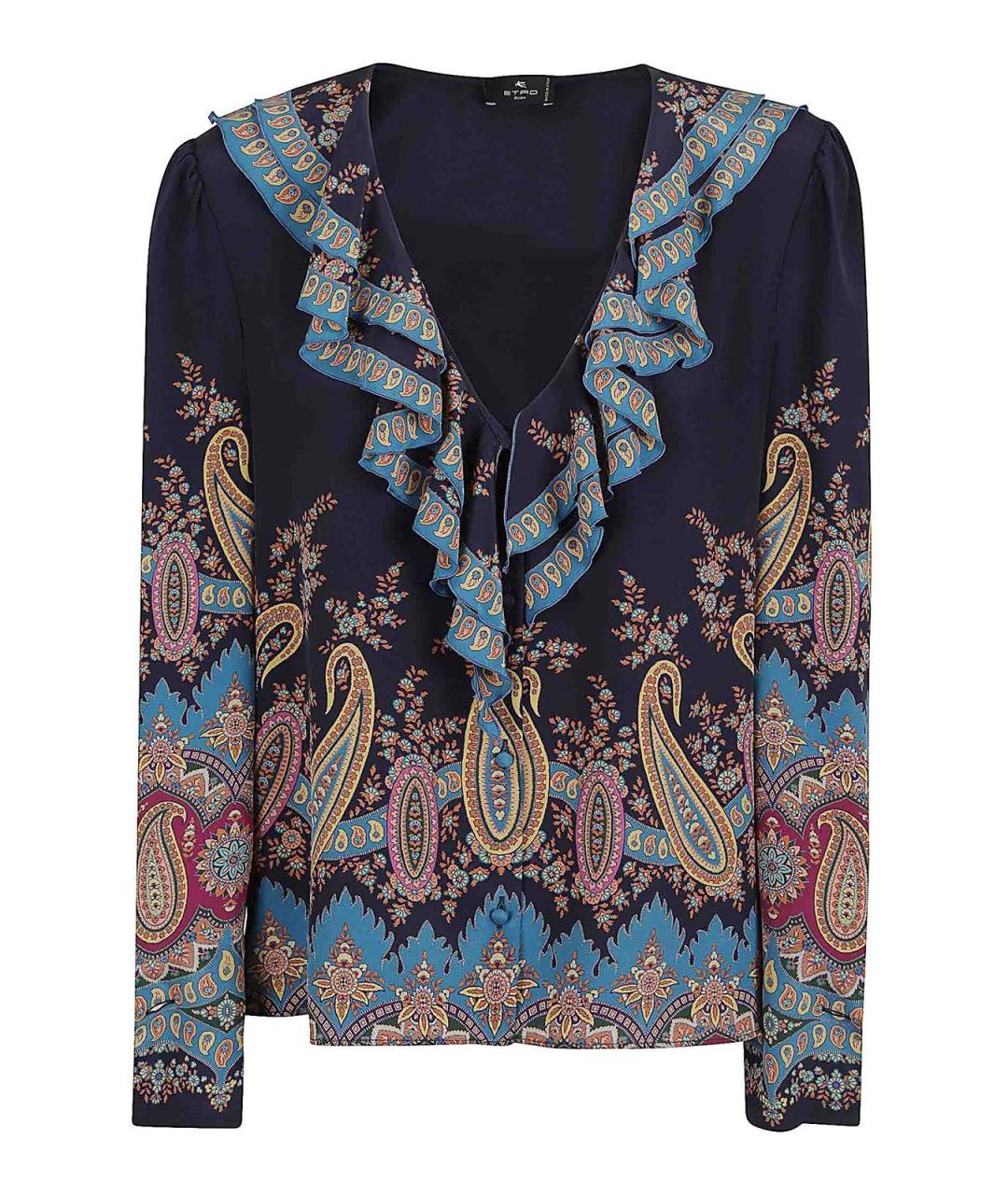 ETRO Синяя шелковая рубашка, фото 1