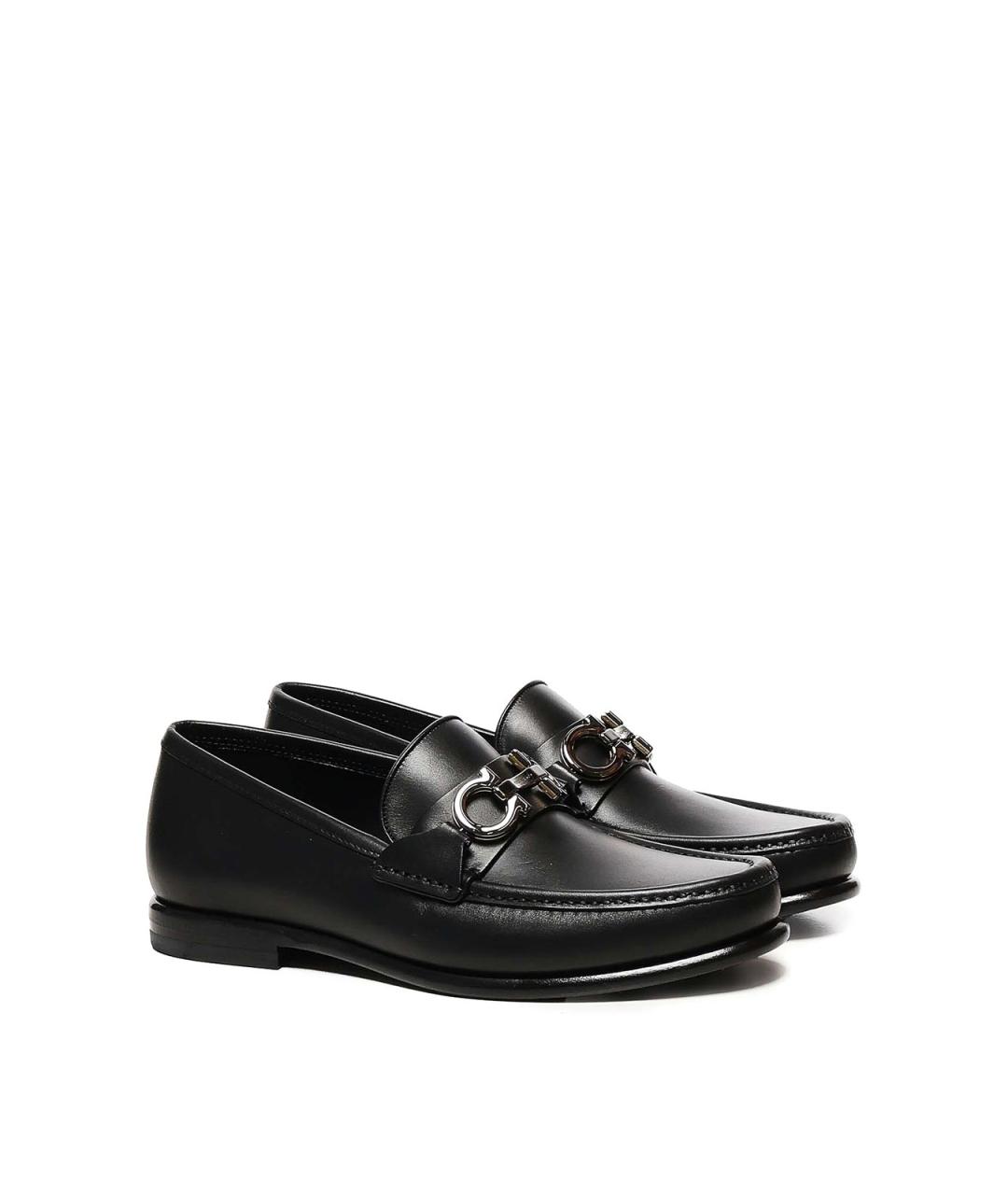 FERRAGAMO Черные кожаные лоферы, фото 2