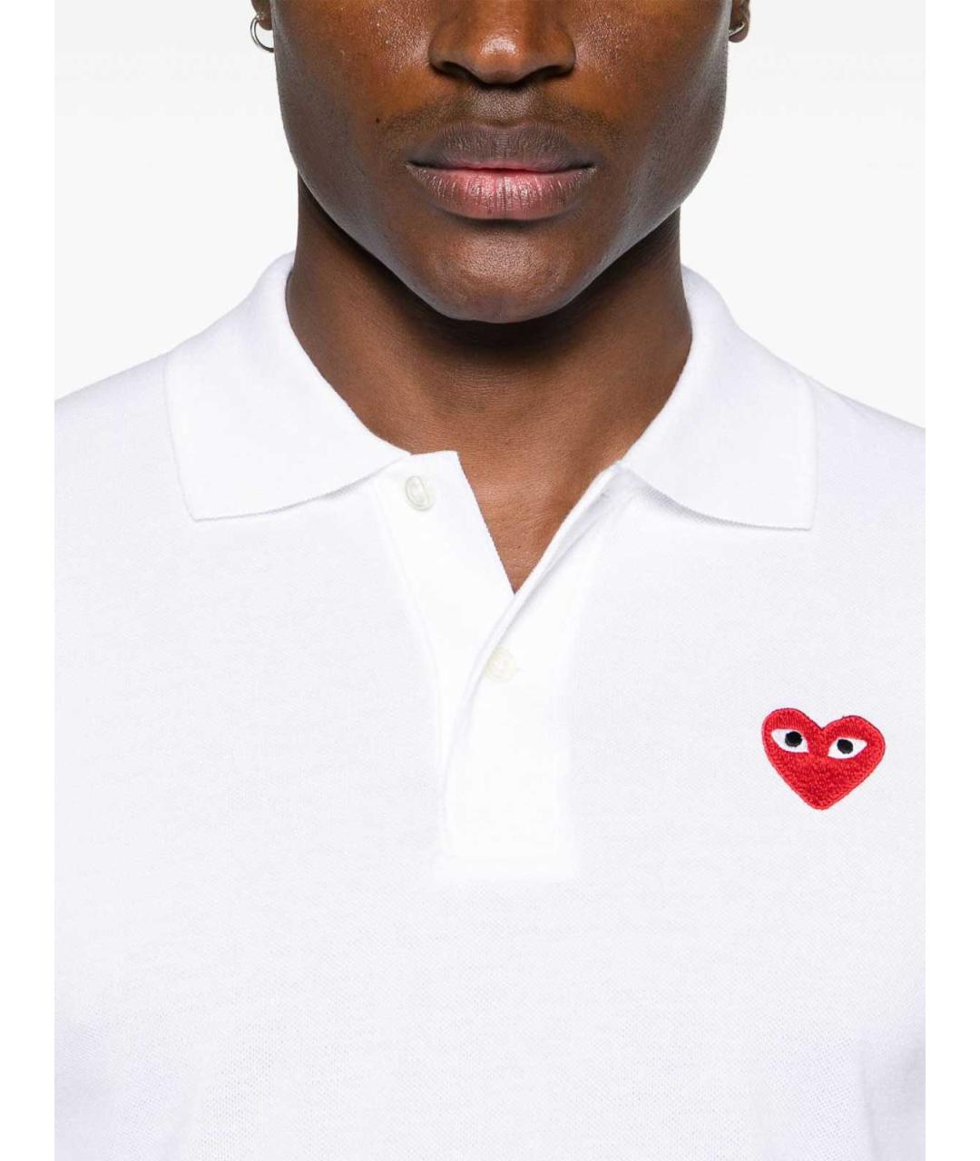 COMME DES GARÇONS PLAY Белая хлопковая футболка, фото 3