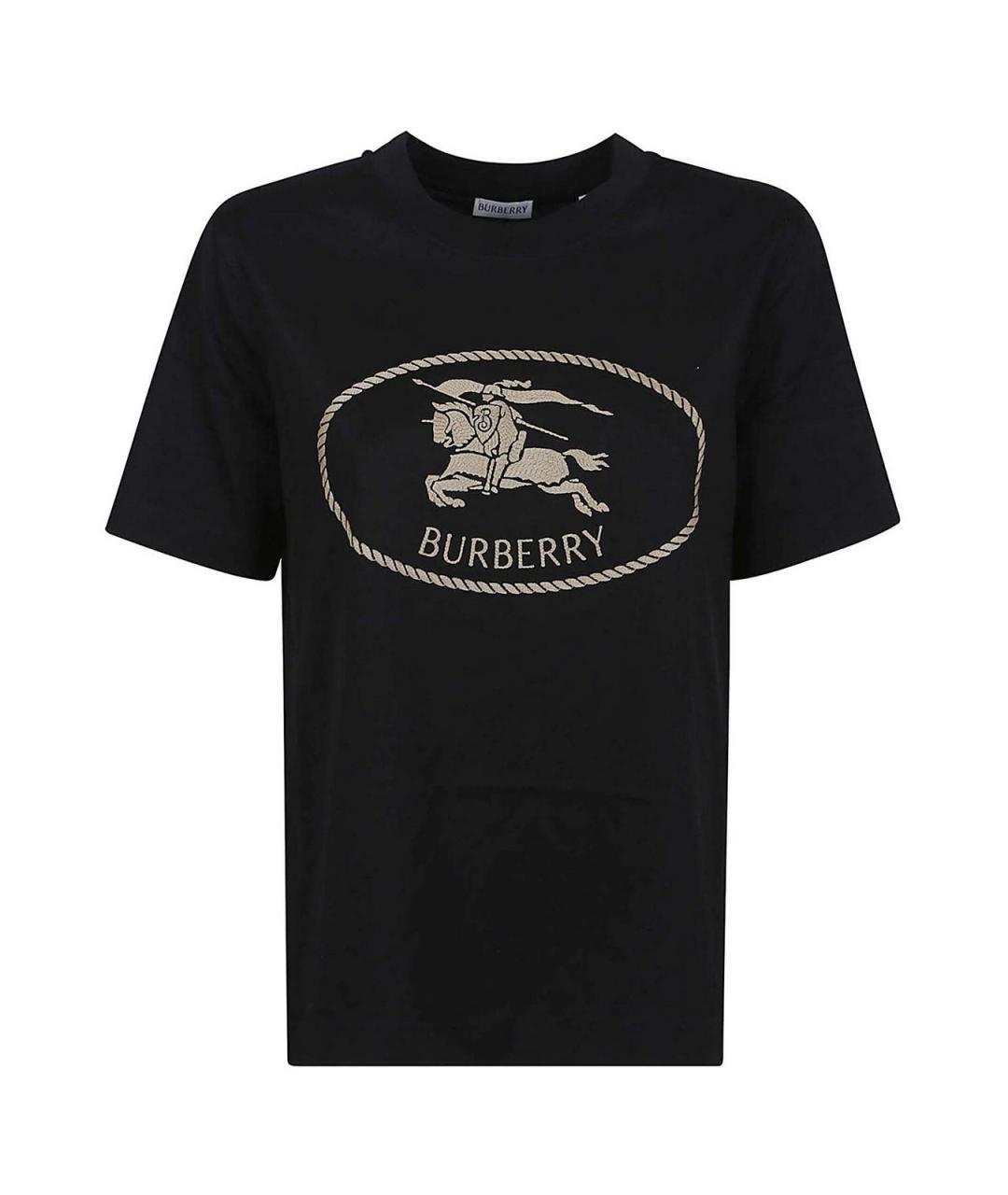 BURBERRY Черная хлопковая футболка, фото 1