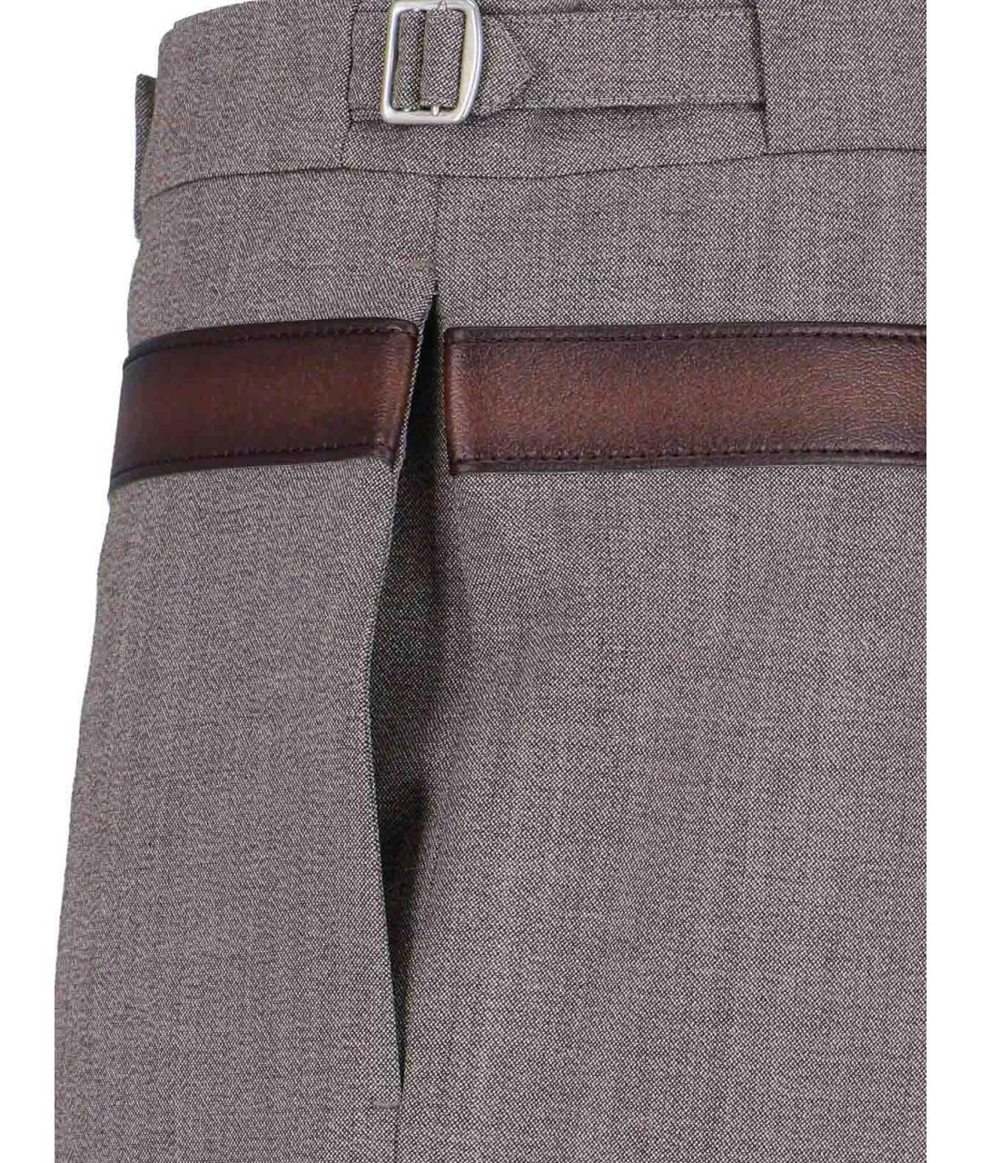 PRADA Коричневые шерстяные прямые брюки, фото 4