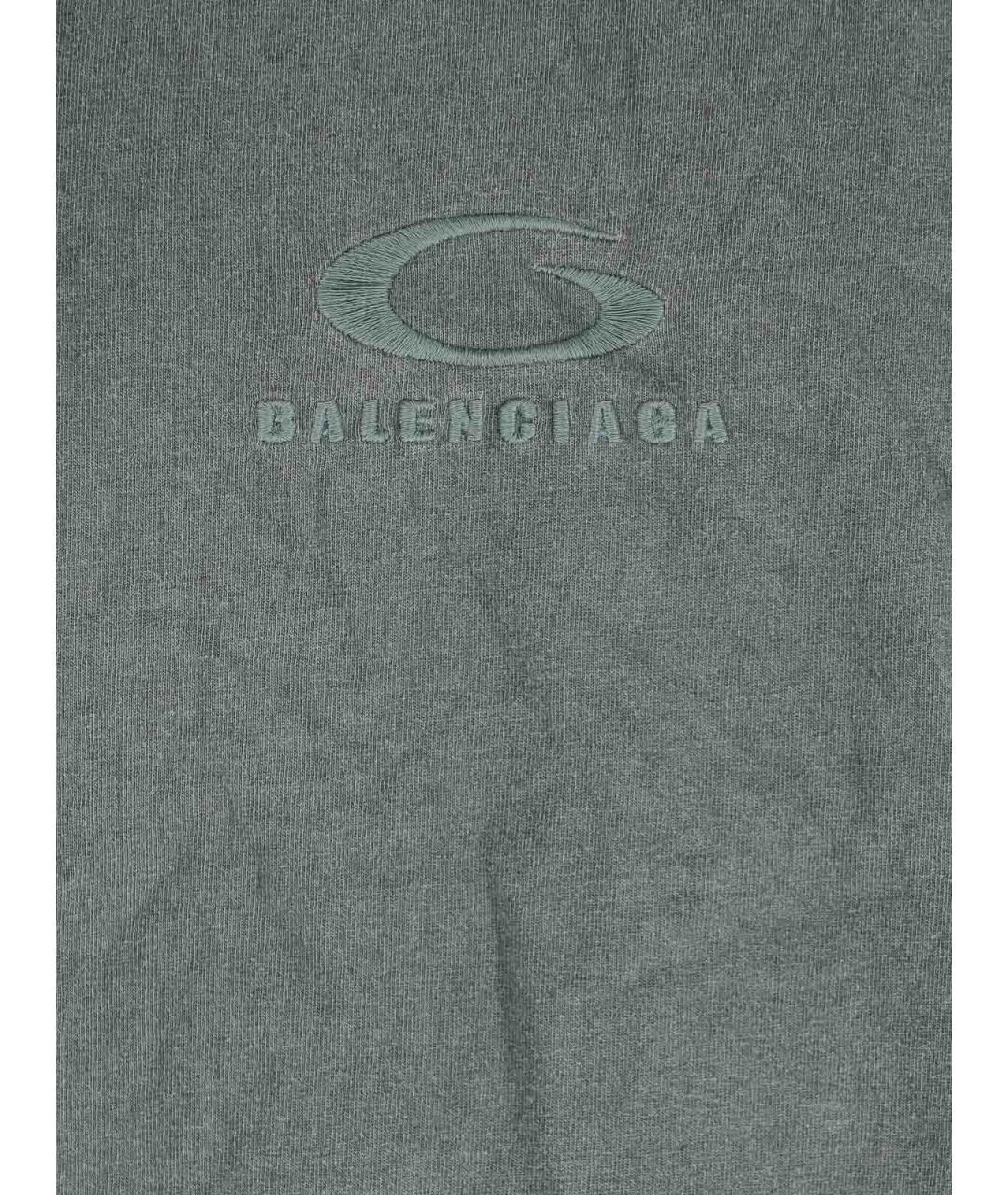 BALENCIAGA Серая хлопковая футболка, фото 3