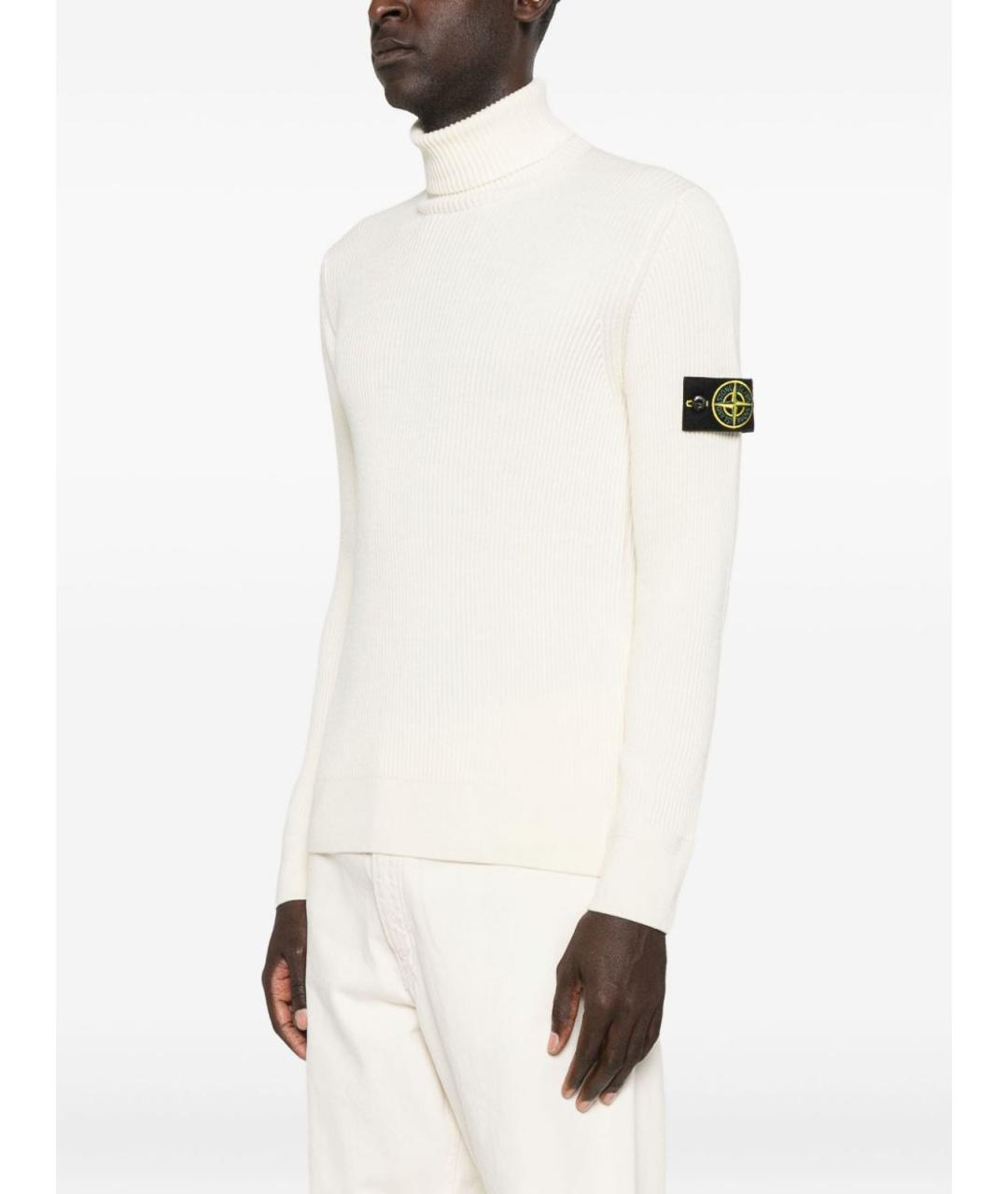 STONE ISLAND Бежевый шерстяной джемпер / свитер, фото 2