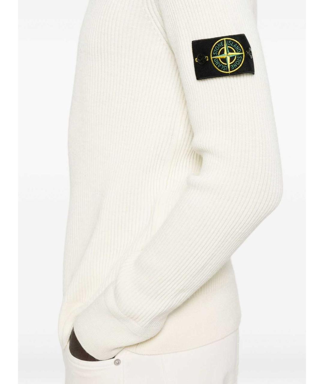 STONE ISLAND Бежевый шерстяной джемпер / свитер, фото 3