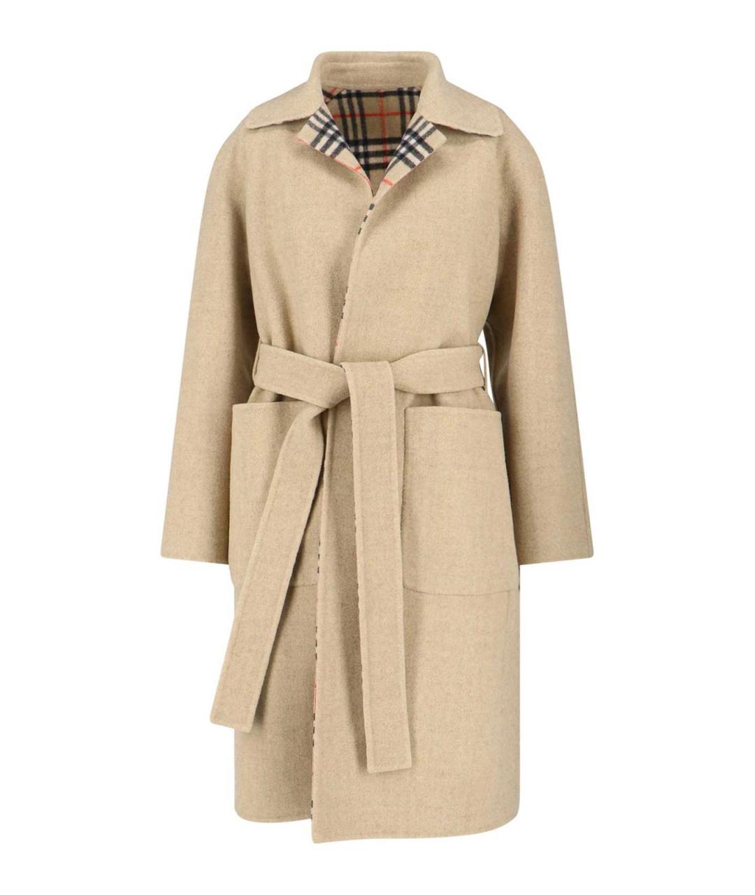 BURBERRY Бежевое шерстяное пальто, фото 1