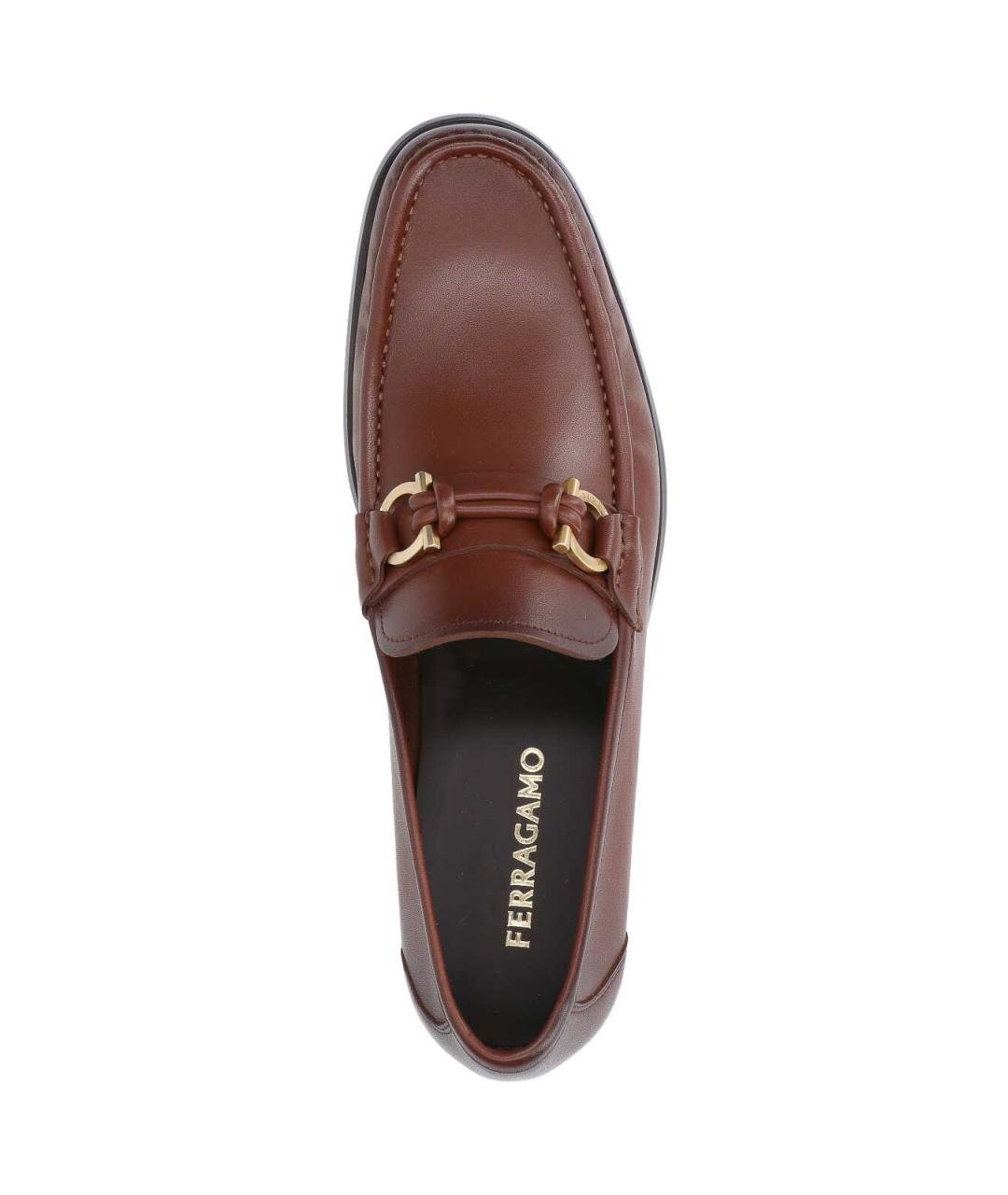 FERRAGAMO Коричневые кожаные лоферы, фото 5