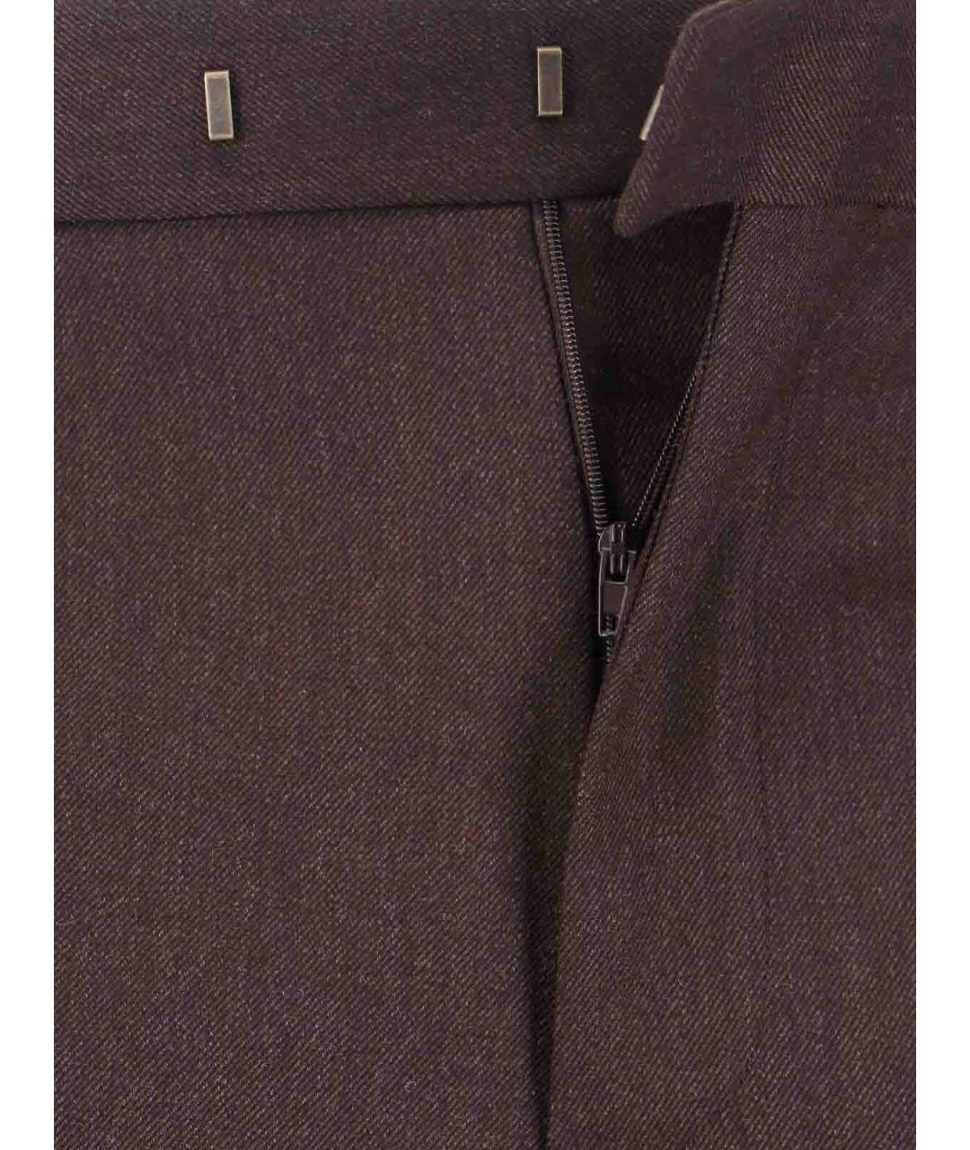 BURBERRY Коричневые шерстяные классические брюки, фото 4