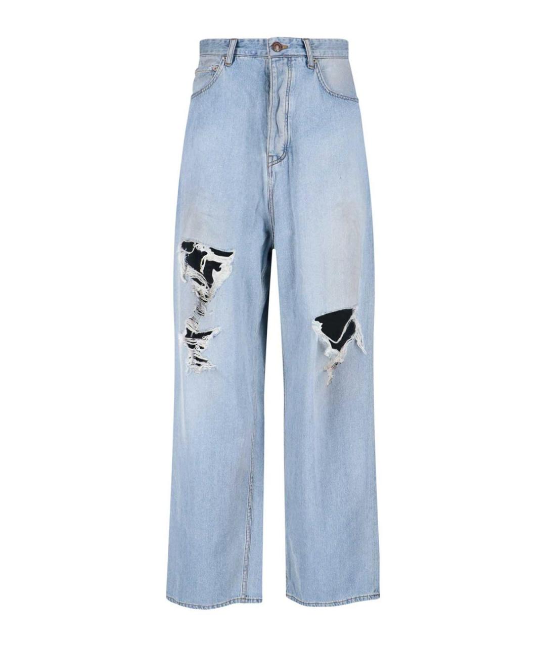 BALENCIAGA Голубые хлопковые прямые джинсы, фото 1