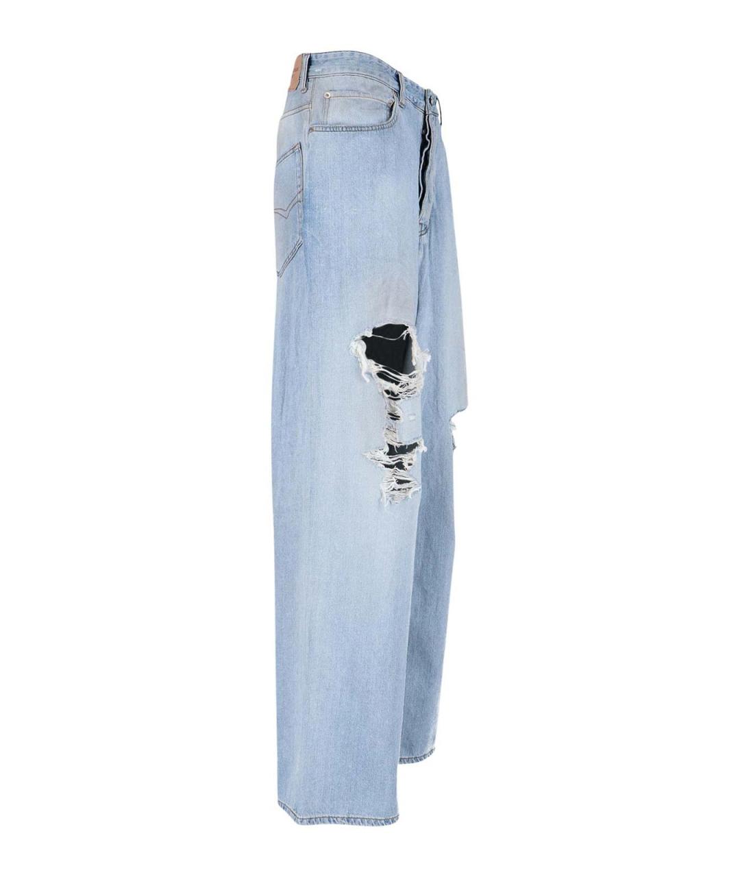 BALENCIAGA Голубые хлопковые прямые джинсы, фото 3
