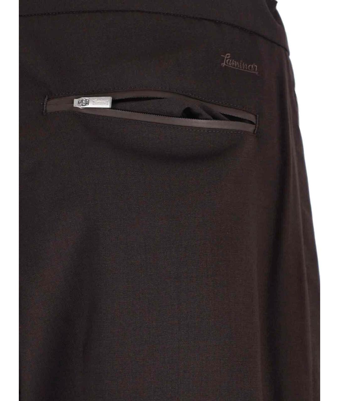 LAMINAR Коричневые шерстяные повседневные брюки, фото 4