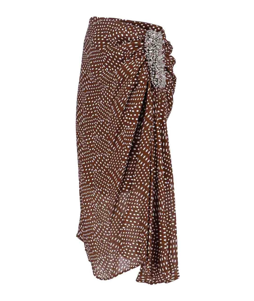 DRIES VAN NOTEN Коричневая вискозная юбка миди, фото 3