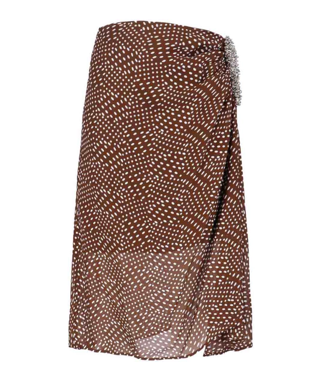 DRIES VAN NOTEN Коричневая вискозная юбка миди, фото 1