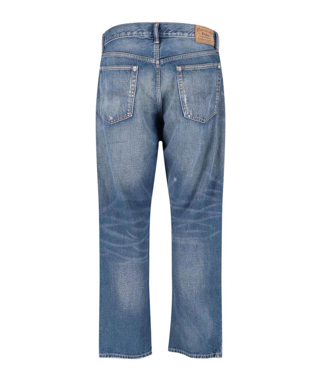 POLO RALPH LAUREN Синие хлопковые прямые джинсы, фото 2