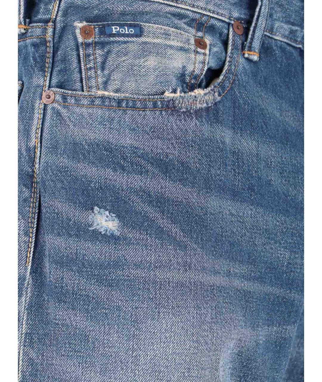 POLO RALPH LAUREN Синие хлопковые прямые джинсы, фото 4