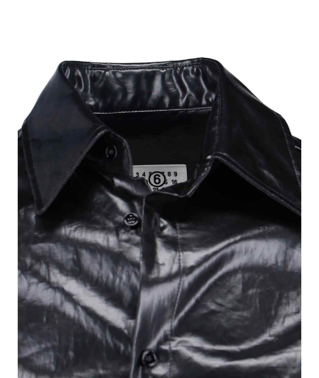 MM6 MAISON MARGIELA Черная льняная классическая рубашка, фото 4