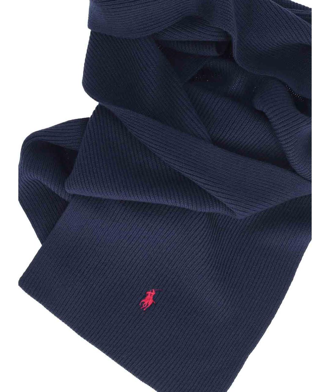 POLO RALPH LAUREN Синий шерстяной шарф, фото 2