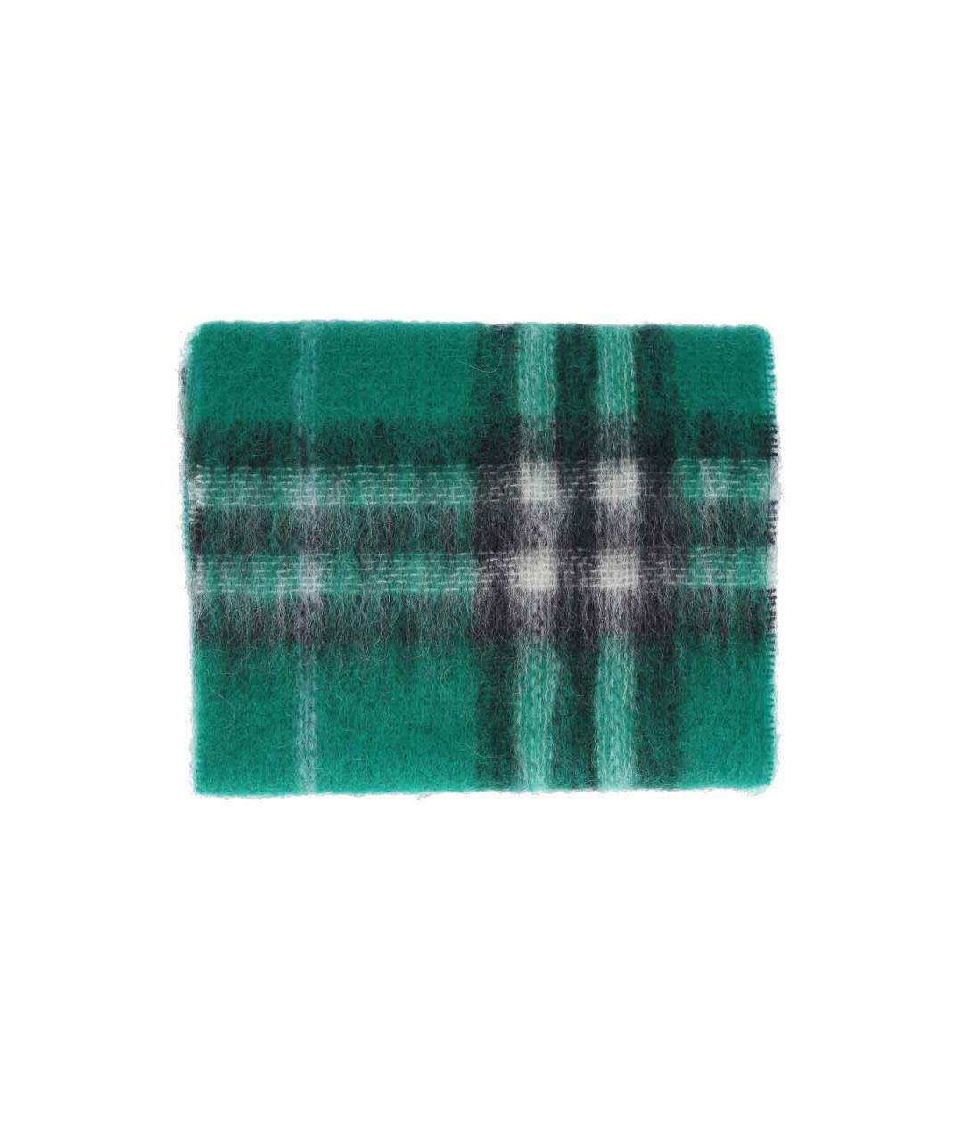 BURBERRY Зеленый шерстяной шарф, фото 2