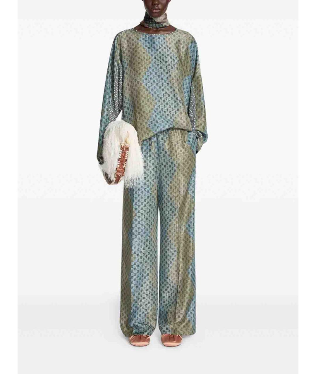 DRIES VAN NOTEN Мульти шелковые брюки широкие, фото 2