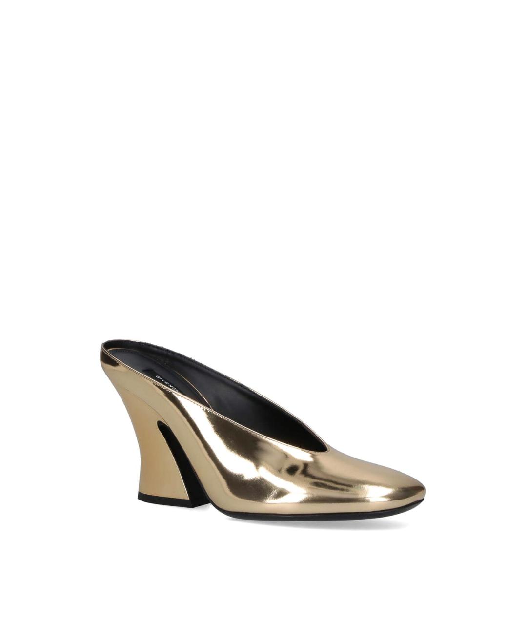 GIVENCHY Золотые кожаные мюли, фото 2