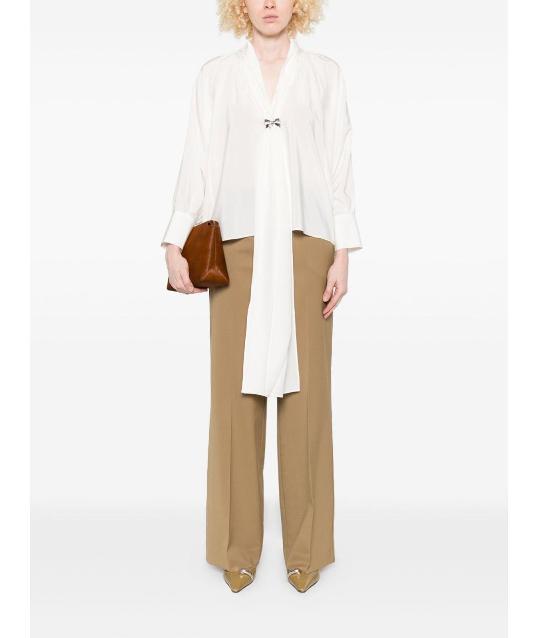 MAX MARA Белая шелковая блузы, фото 2