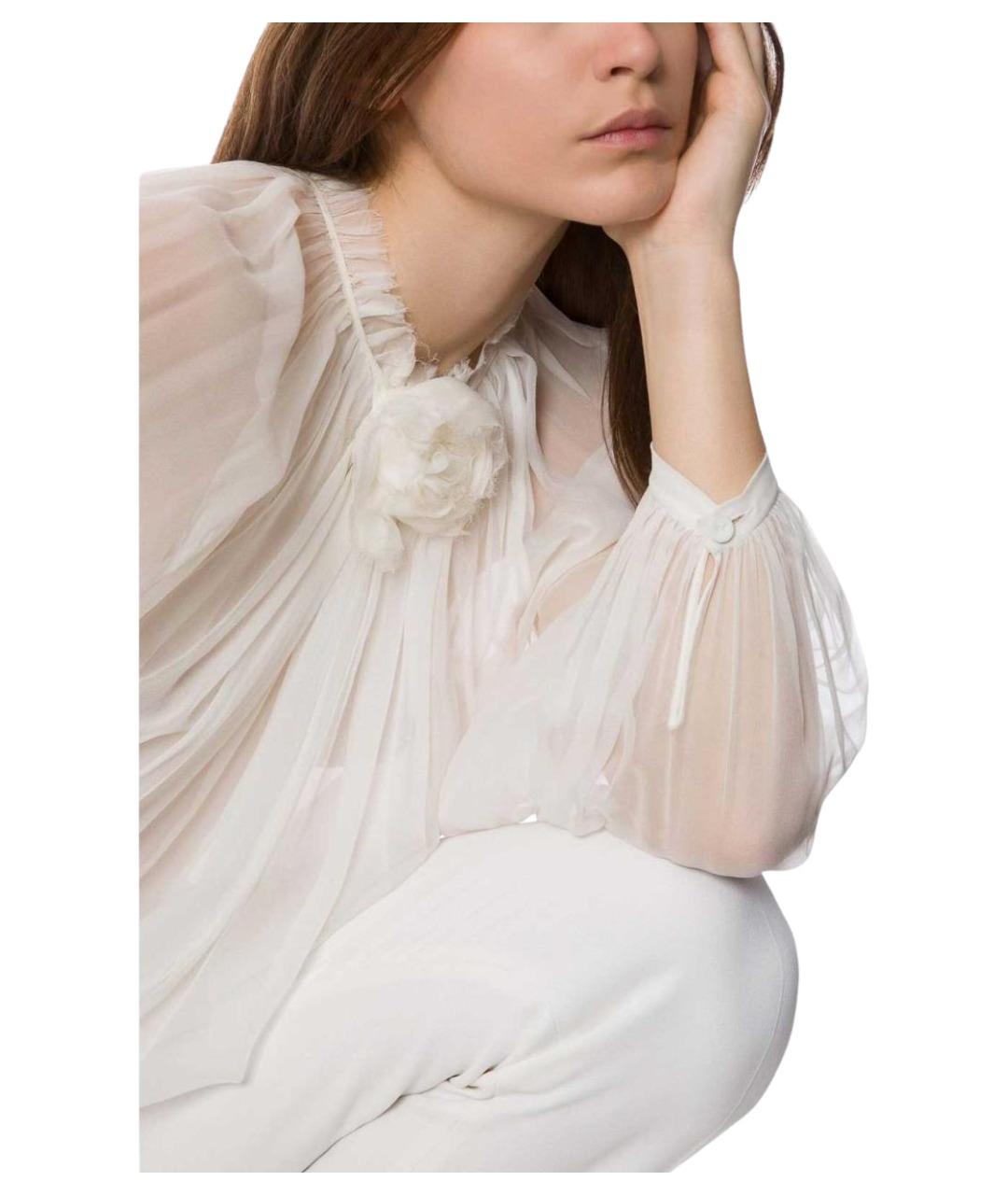 ALBERTA FERRETTI Белая шелковая блузы, фото 4