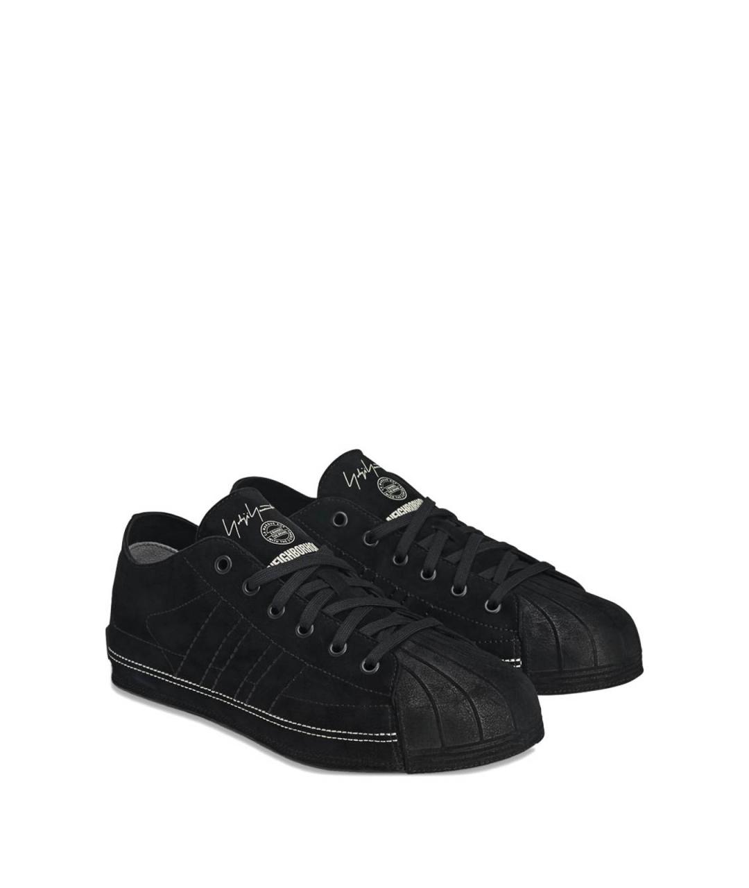 Y-3 Черные кожаные низкие кроссовки / кеды, фото 2
