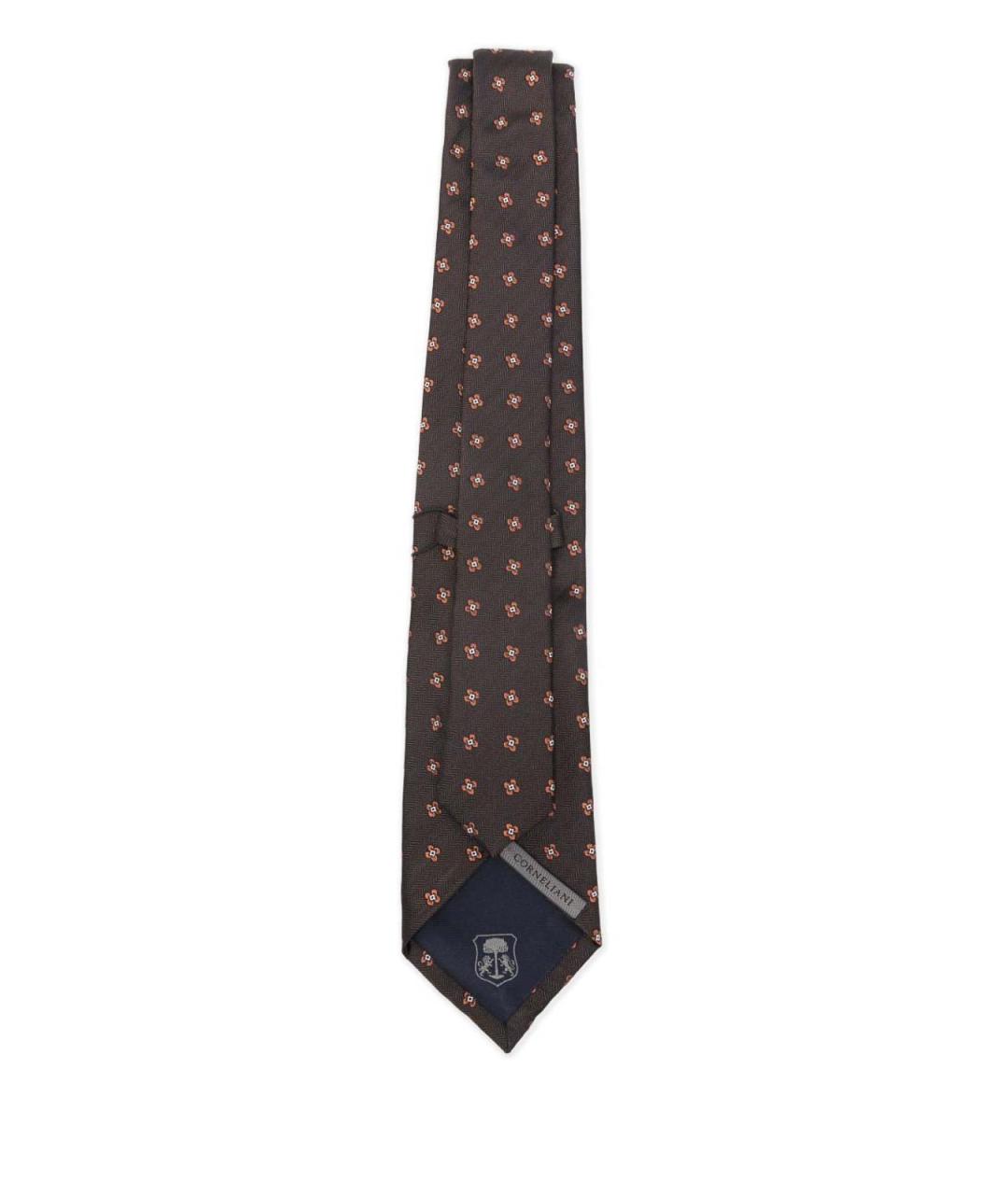 CORNELIANI Коричневый шелковый галстук, фото 3