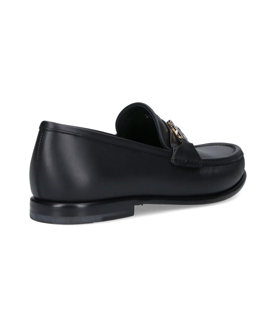 FERRAGAMO Черные кожаные лоферы, фото 4