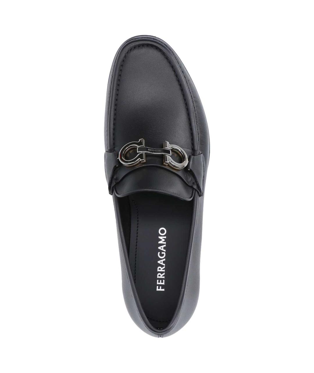 FERRAGAMO Черные кожаные лоферы, фото 5