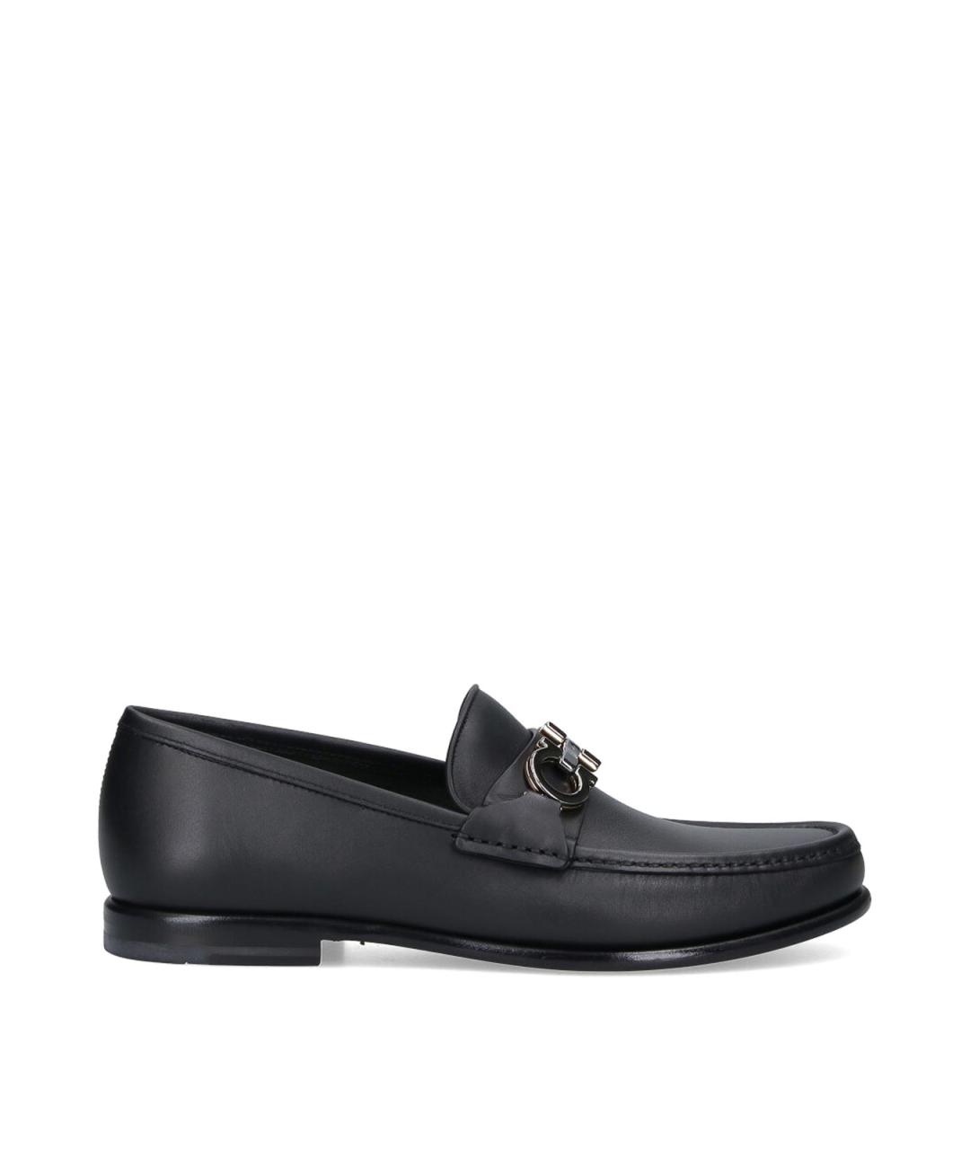 FERRAGAMO Черные кожаные лоферы, фото 1
