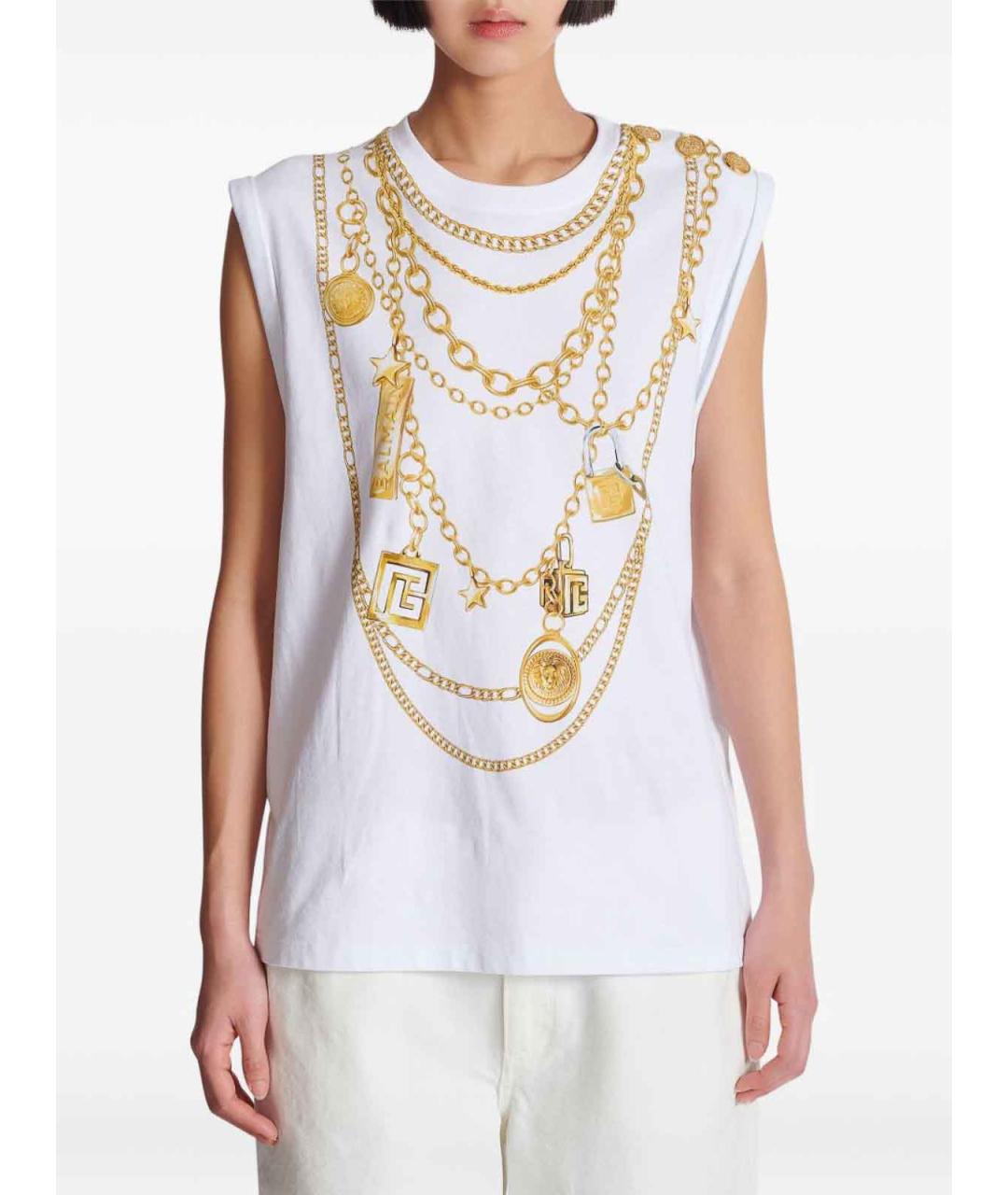 BALMAIN Белая хлопковая майка, фото 4