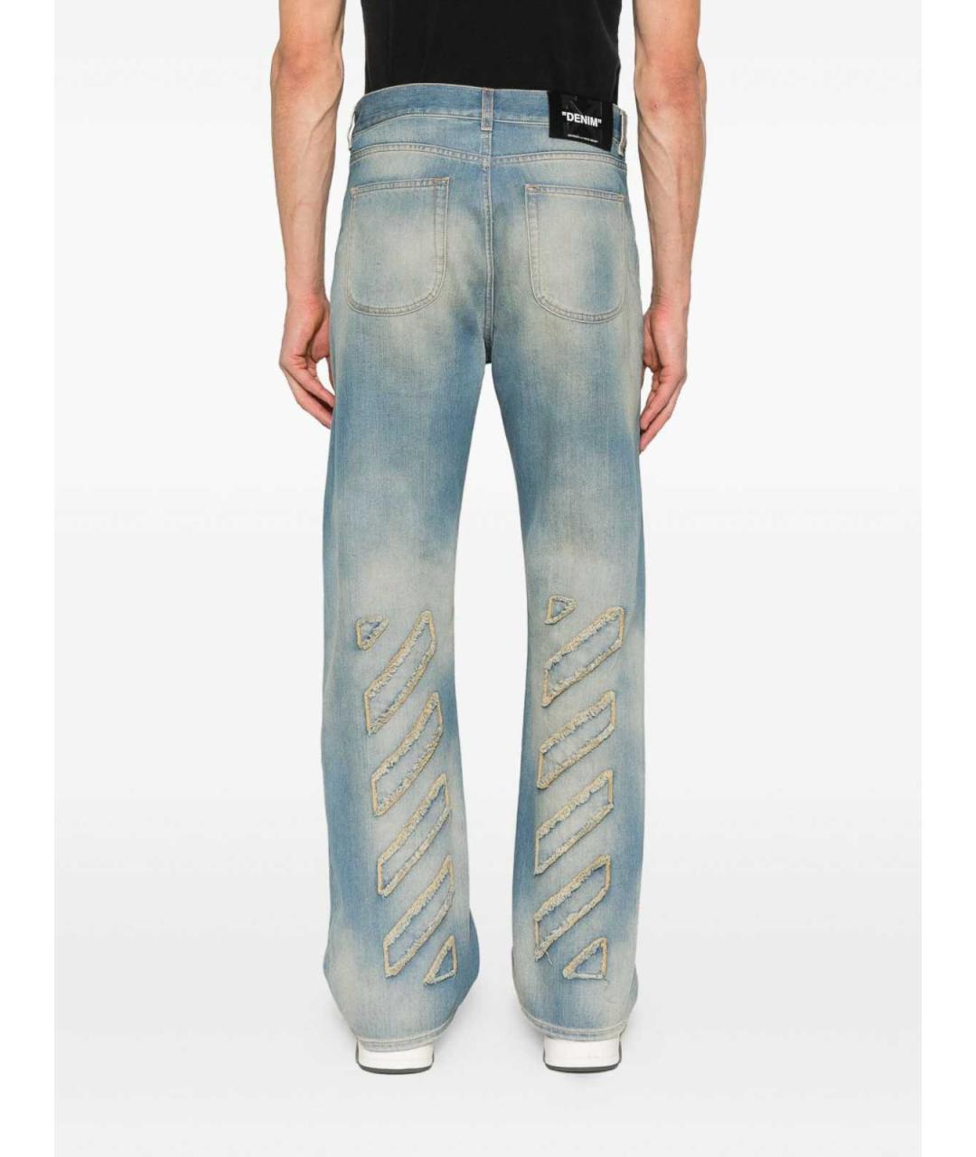 OFF-WHITE Синие хлопковые прямые джинсы, фото 4