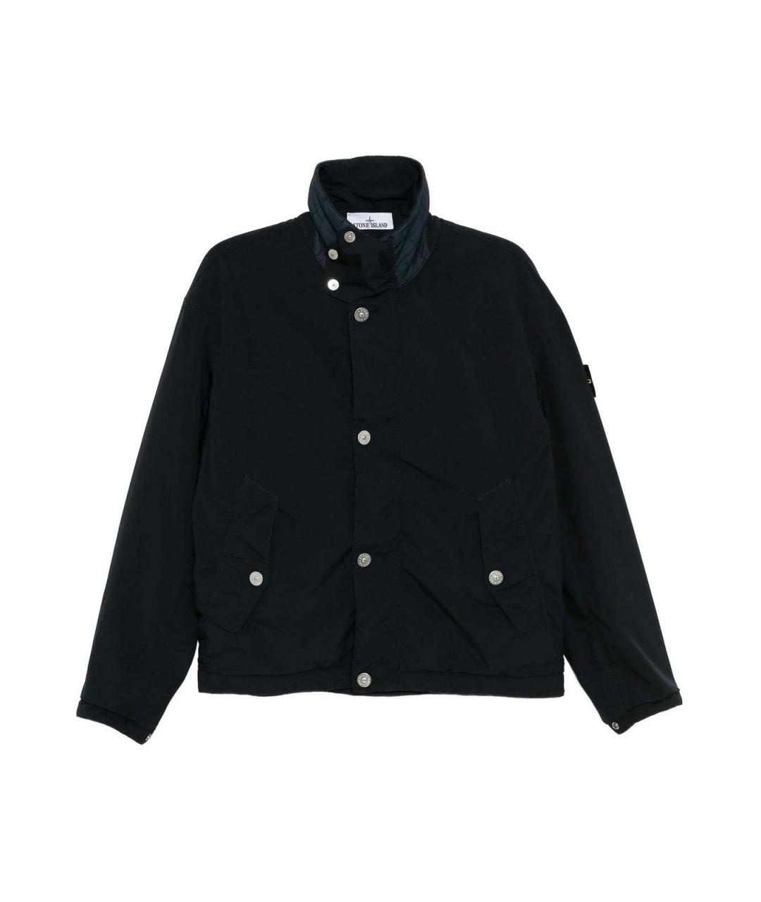 STONE ISLAND Темно-синяя хлопко-эластановая куртка, фото 1