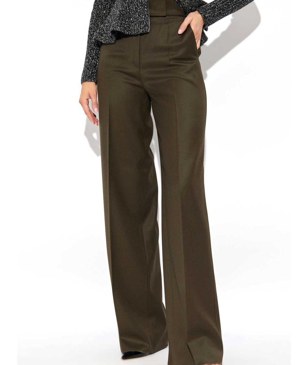 MAX MARA Зеленые шерстяные брюки широкие, фото 2