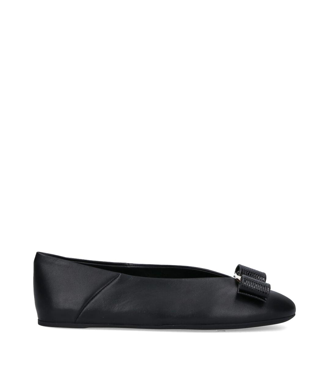 FERRAGAMO Черные кожаные балетки, фото 1