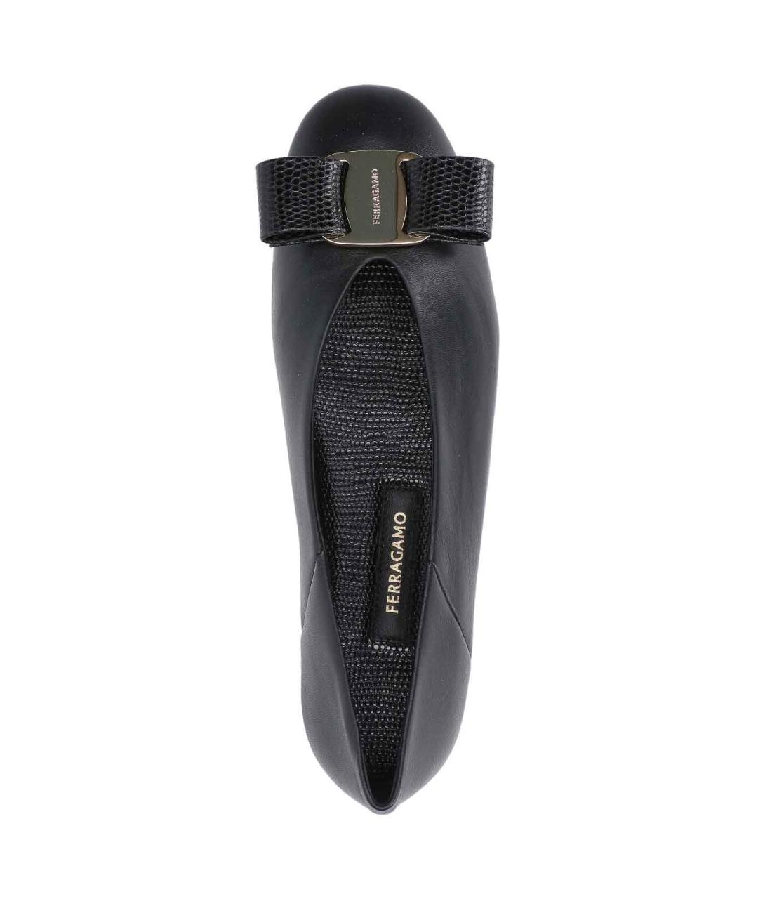 FERRAGAMO Черные кожаные балетки, фото 5