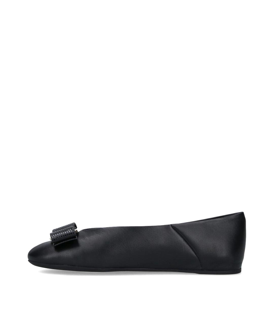 FERRAGAMO Черные кожаные балетки, фото 3