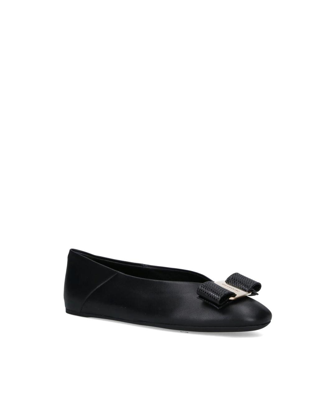 FERRAGAMO Черные кожаные балетки, фото 2