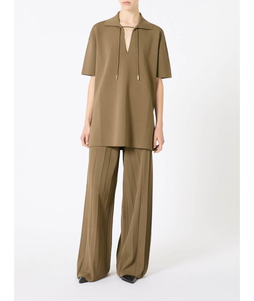 MAX MARA Коричневые вискозные брюки широкие, фото 2