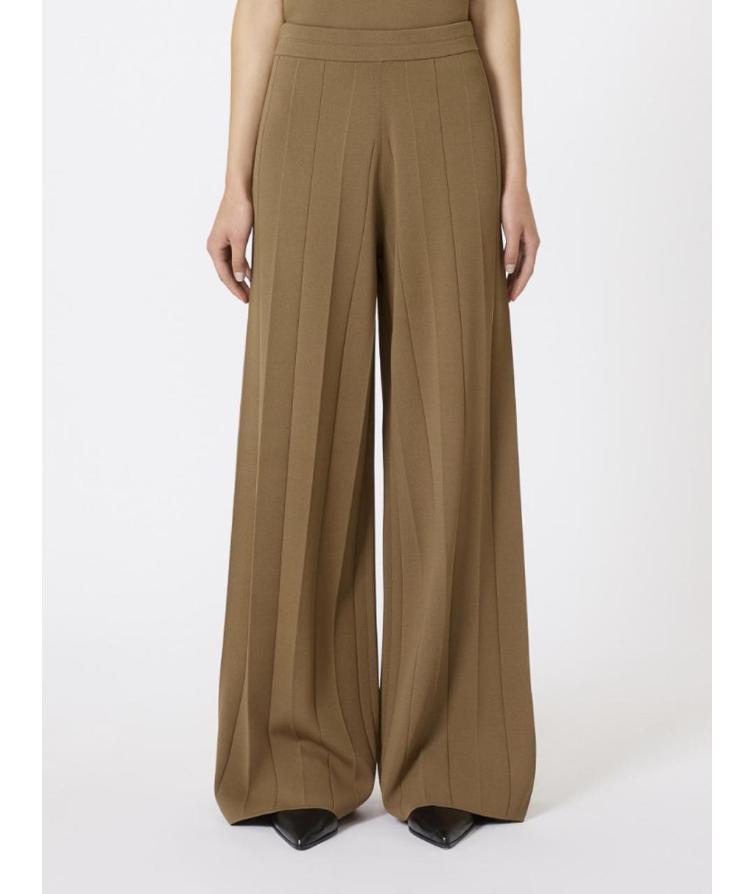 MAX MARA Коричневые вискозные брюки широкие, фото 3