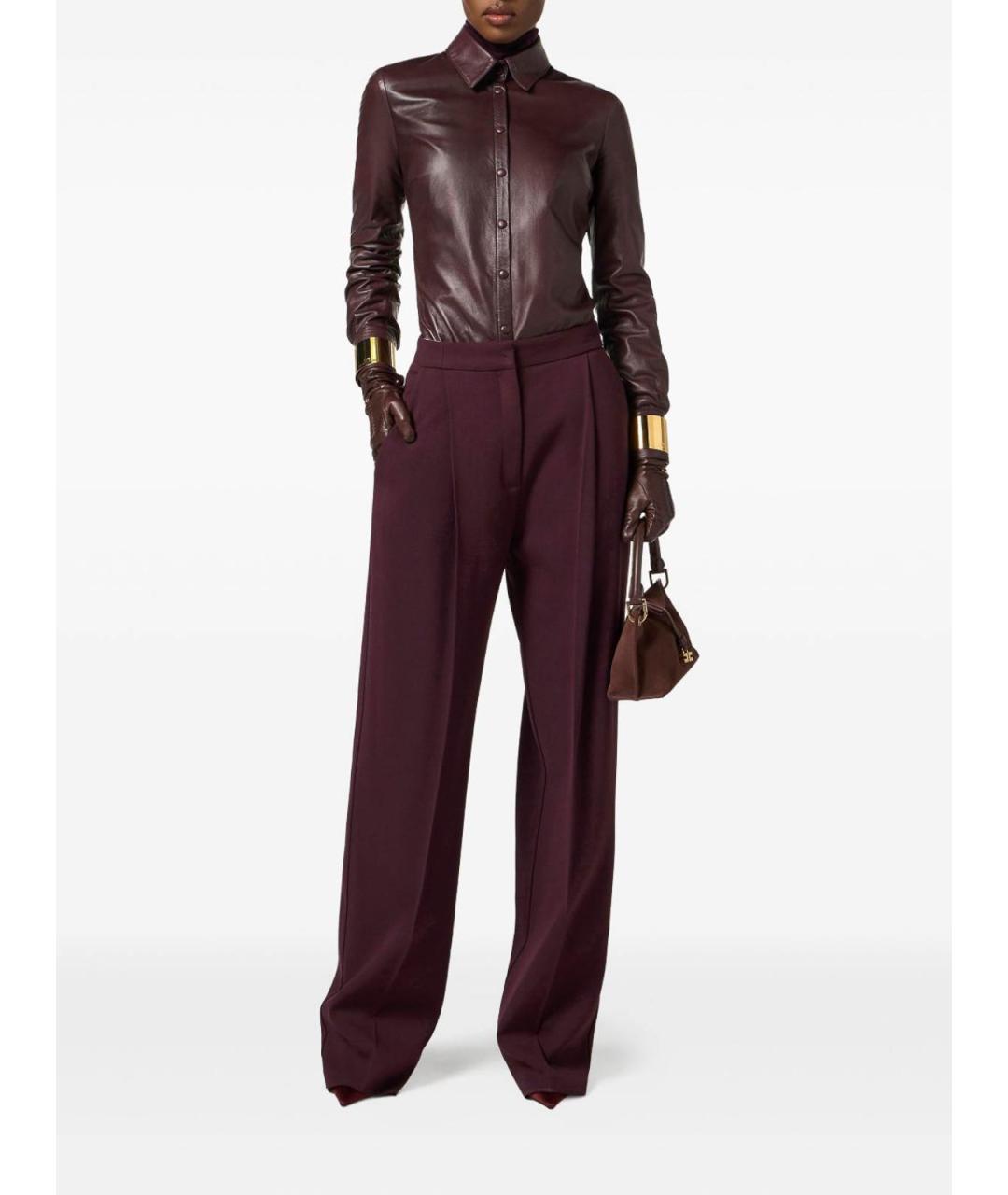 ELISABETTA FRANCHI Бордовые прямые брюки, фото 4