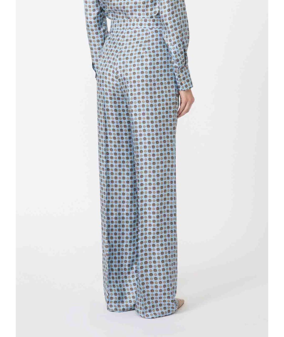 MAX MARA STUDIO Синие шелковые брюки широкие, фото 4