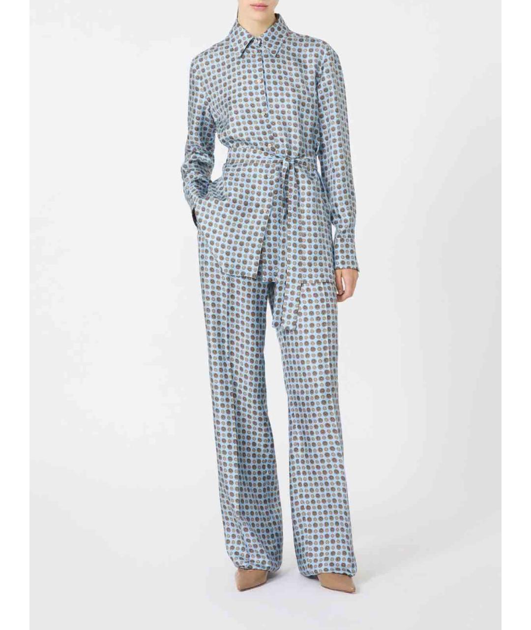 MAX MARA STUDIO Синие шелковые брюки широкие, фото 2