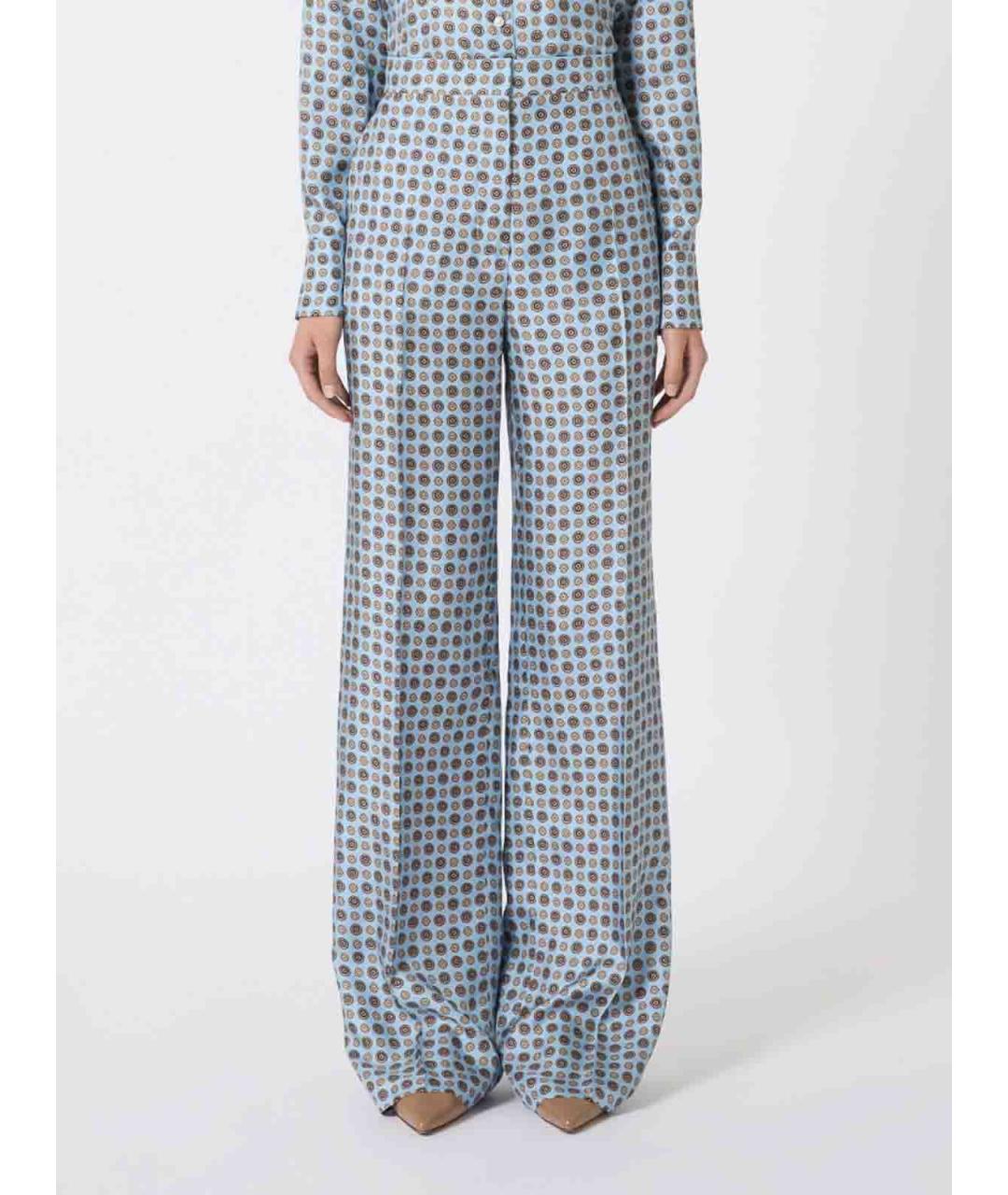 MAX MARA STUDIO Синие шелковые брюки широкие, фото 3
