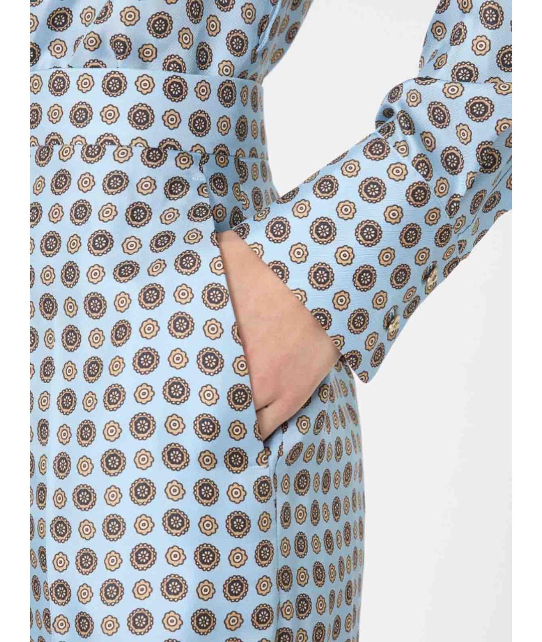 MAX MARA STUDIO Синие шелковые брюки широкие, фото 5